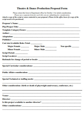 Theatre and Dance Production Proposal Form
