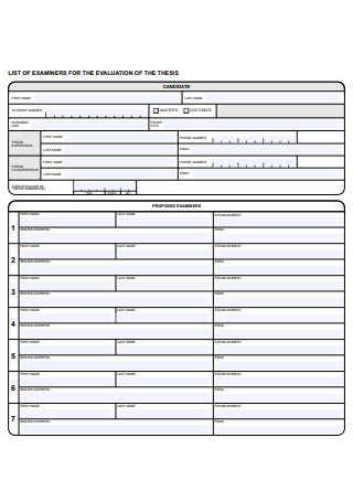 Thesis Evaluation of Examiners