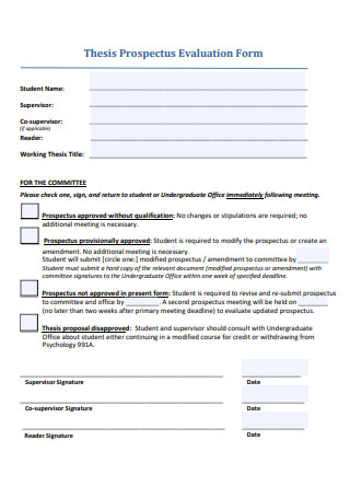 Thesis Prospectus Evaluation Form