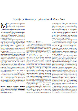 Voluntary Affirmative Action Plan