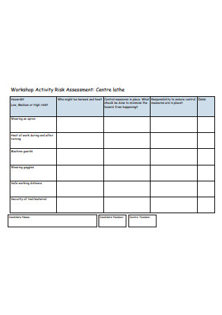 Workshop Activity Risk Assessment