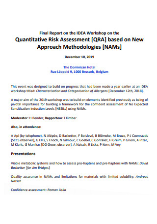 Workshop Quantitative Risk Assessment