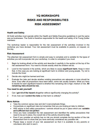 Workshop Risk and Responsibilities Assessment