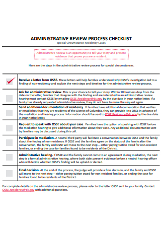 Administrative Review Process Checklist