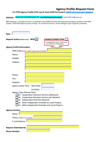 Agency Profile Request Form