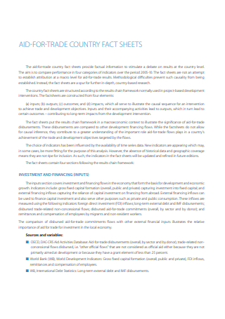 Aid For Trade Country Fact Sheet