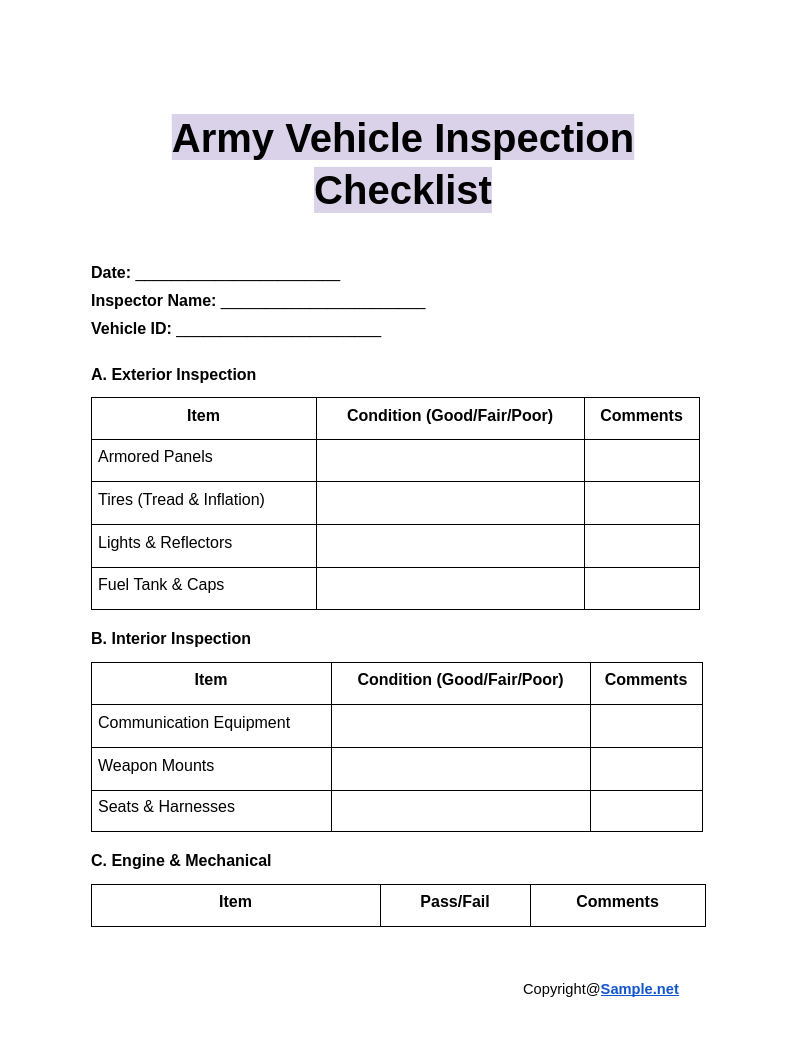 Army Vehicle Inspection Checklist Google Docs 12 31 2024 03 59 PM