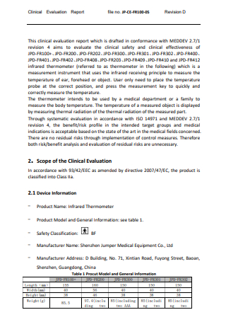 Basic Clinical Evaluation Report