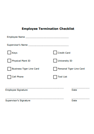 Basic Employee Termination Checklist