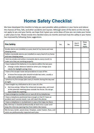Basic Home Safety Checklist