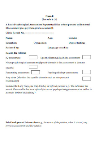 Basic Psychological Assessment Report