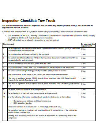Basic Truck Inspection Checklist