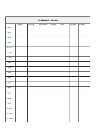 Basic Weekly Activity Schedule