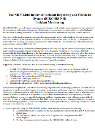 Behavior Incident Monitoring Report 