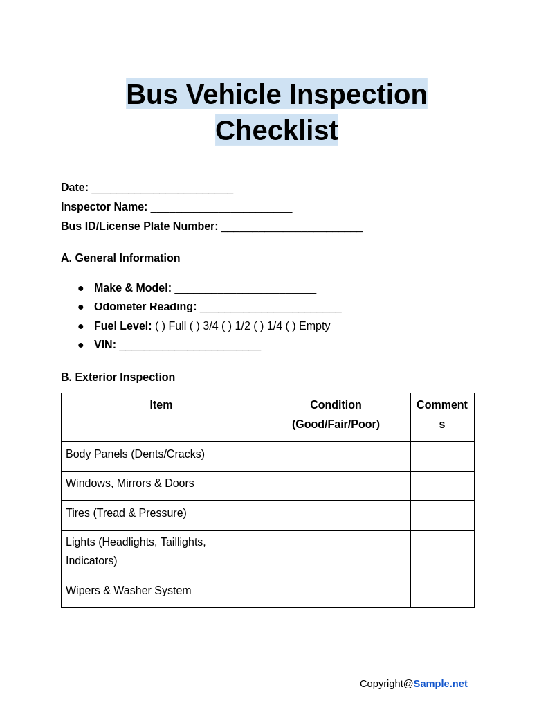 Bus Vehicle Inspection Checklist Google Docs 12 31 2024 03 59 PM