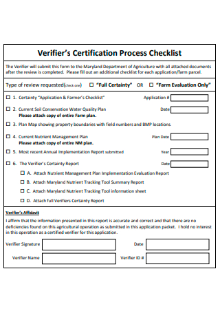 Certification Process Checklist