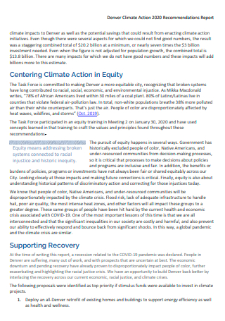 Climate Action Recommendation Report