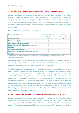 Clinical Evaluation Report Example