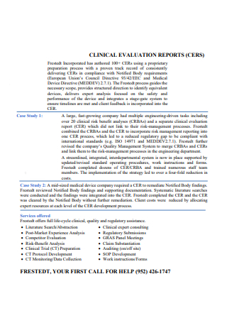 Clinical Evaluation Report in PDF