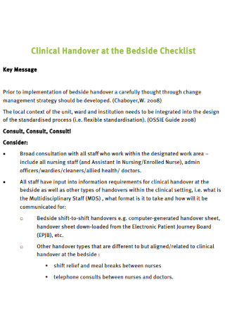 Clinical Handover Checklist