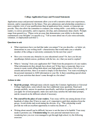 College Application Essays and Personal Statement