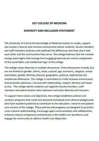 College of Medicine Diversity and Inclusion Statement