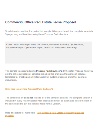 Commercial Office Real Estate Lease Proposal