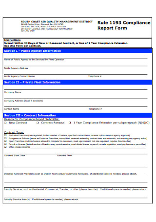 Compliance Report Form Template