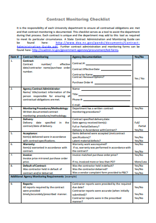 Contract Monitoring Checklist