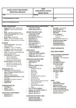 Custom Truck Inspection Checklist