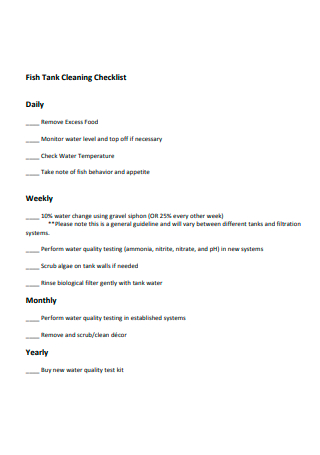 Daily Fish Tank Cleaning Checklist