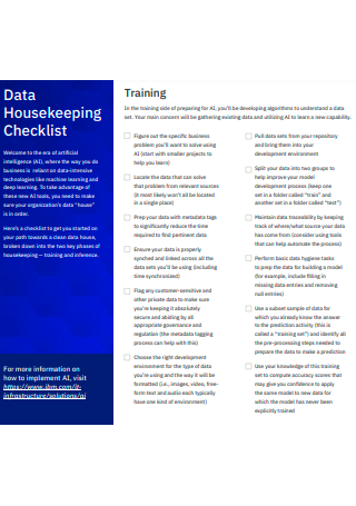 Data Housekeeping Checklist