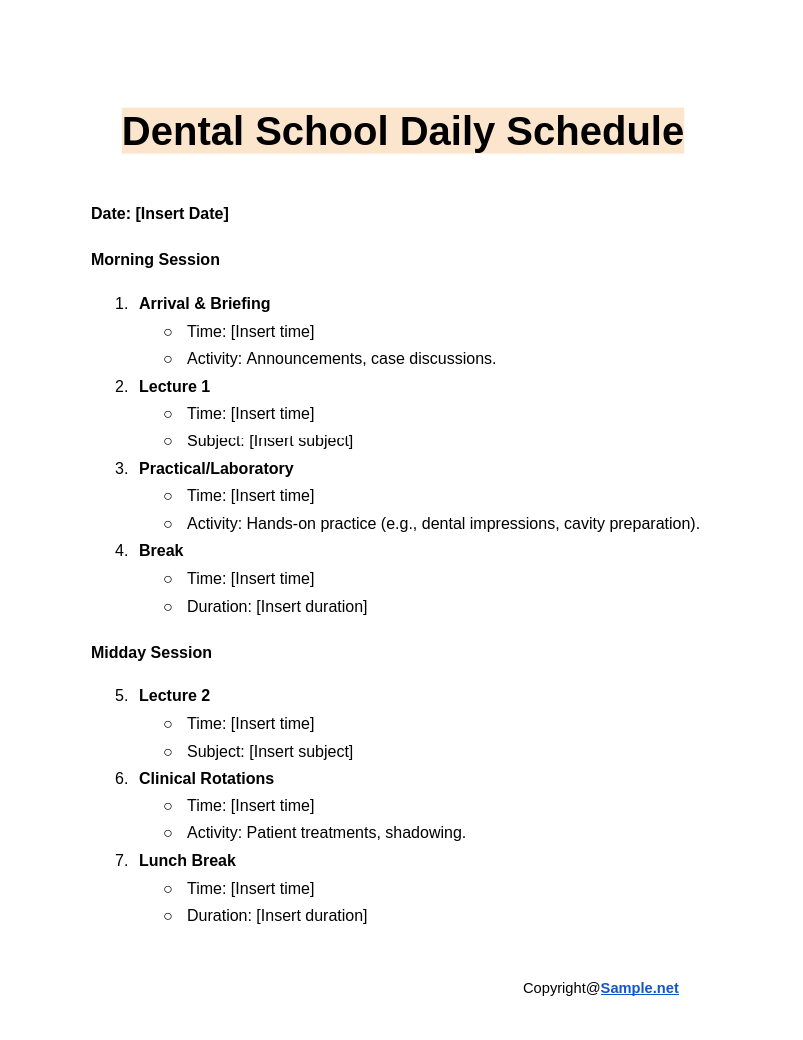 Dental School Daily Schedule Google Docs 12 31 2024 03 54 PM