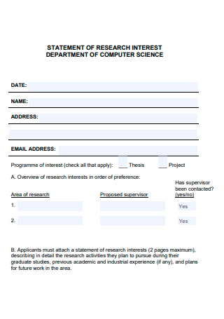 Department of Computer Science Research Interest Statement
