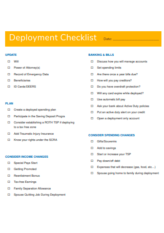 Deployment Checklist Template