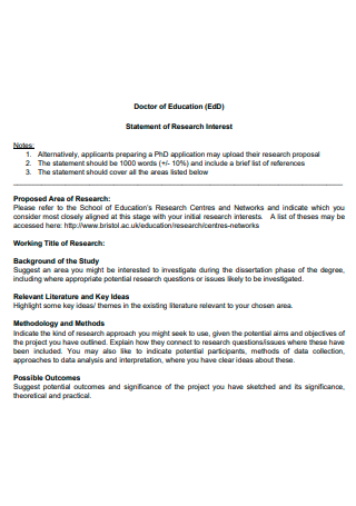 Doctor of Education Research Interest Statement