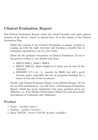 Draft Clinical Evaluation Report