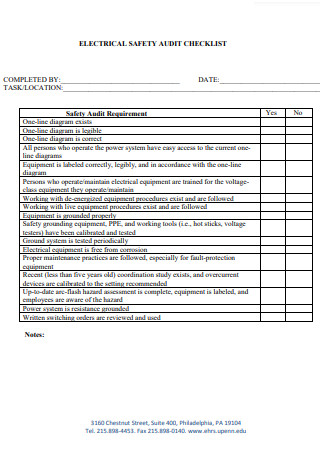 Electrical Safety Audit Checklist