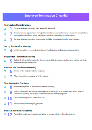 Employee Termination Checklist in PDF
