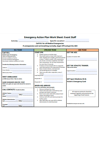 Event Staff Emergency Action Plan Worksheet