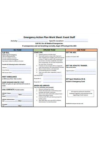 Event Staff Emergency Action Plan