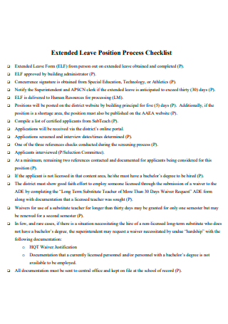 Extended Leave Position Process Checklist