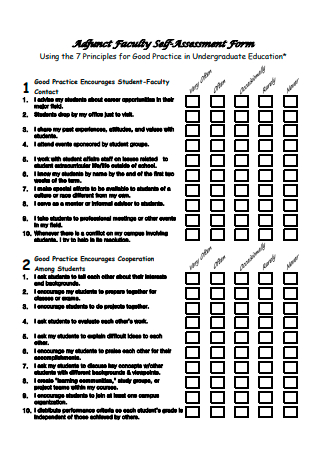 Faculty Self Assessment Form