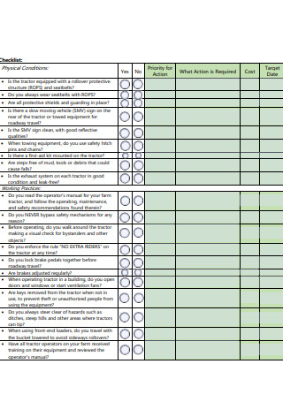 Farm Safety Audit Checklist