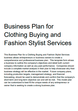 Fashion Services Business Plan