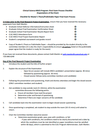 Final Exam Process Checklist