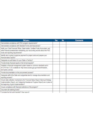 Financial Audit Preparation Checklist