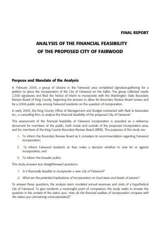 Financial Feasibility Analysis Example