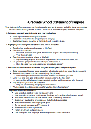 Graduate School Statement Example