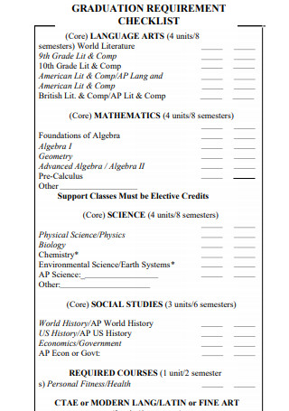 Graduation Requirement Checklist